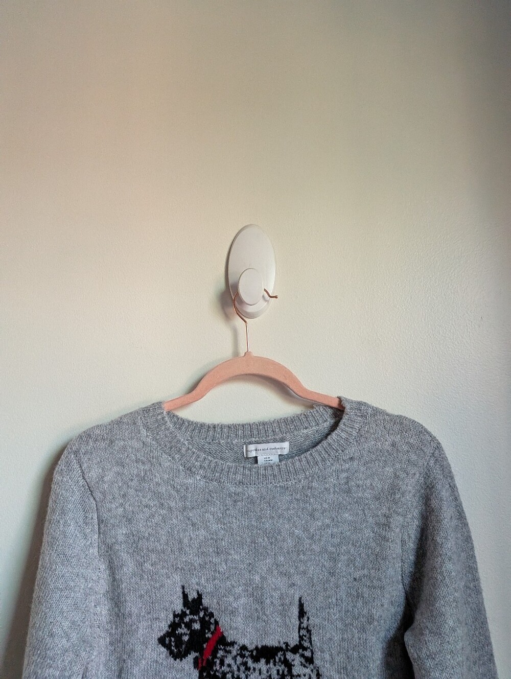 CUPCAKES & CASHMERE Gray Scottie Dog Soft Crewneck Knit Sweater Size Medium - Picture 4 of 12